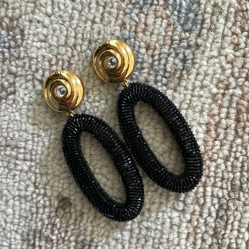 Lizzie Fortunato black beaded earrings
